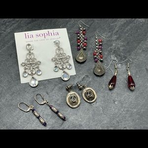 PIERCED Vintage women’s bundle 5x pairs earrings gold enamel hoops